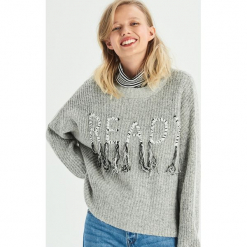 Sweter z haftowaną aplikacją - Jasny szar. Szare bez kategorii Sinsay, s. Za 59,99 zł.