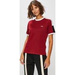 Fila - Top. Brązowe bluzki damskie marki Fila, s, z bawełny, z okrągłym kołnierzem, z krótkim rękawem. W wyprzedaży za 119,90 zł.