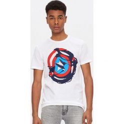 T-shirt Kapitan Ameryka - Biały. Białe t-shirty męskie House, s, bez wzorów, bez kołnierzyka. Za 49,99 zł.