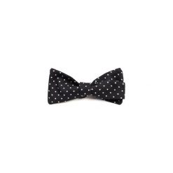MUCHA WIĄZANA BAWEŁNIANA WHITE SPOTS. Czarne muszki męskie marki R3s men's accessories, bez wzorów, z bawełny. Za 59,00 zł.