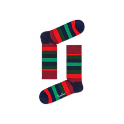 Skarpetki Happy Socks - Holiday XMAS (STR01-7006). Różowe skarpetki męskie marki Happy Socks, w kolorowe wzory, z bawełny. Za 34,90 zł.