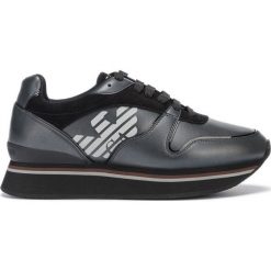 Emporio Armani Tenisówki Szary. Szare trampki i tenisówki damskie Emporio Armani, bez wzorów, ze skóry, bez zapięcia. Za 1021,95 zł.