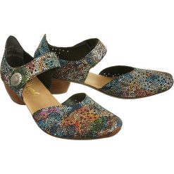 RIEKER 43711-90 multi, czółenka letnie damskie. Czółenka damskie Rieker, bez wzorów, ze skóry, bez obcasa, na obcasie. Za 229,90 zł.