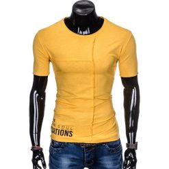 T-SHIRT MĘSKI Z NADRUKIEM S979 - ŻÓŁTY. Żółte t-shirty męskie marki Ombre Clothing, s, z nadrukiem. Za 29,00 zł.