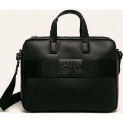 Calvin Klein - Torba. Czarne torby męskie skórzane Calvin Klein, w paski, ze skóry ekologicznej, biznesowe, małe. Za 539,90 zł.