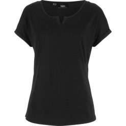 Shirt z krótkim rękawem z lejącego modalu bonprix czarny. Czarne koszulki damskie bonprix, bez wzorów, bez kołnierzyka, z krótkim rękawem. Za 54,99 zł.