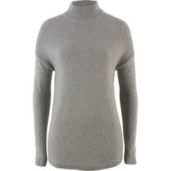 Sweter ze stójką bonprix jasnoszary melanż. Szare swetry klasyczne damskie bonprix, ze stójką. Za 49,99 zł.