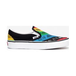 Vans Classic Slip On Buty Czarny Wielokolorowy. Czarne trampki i tenisówki damskie Vans, bez wzorów, z materiału, bez zapięcia. Za 307,95 zł.