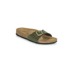 Klapki Birkenstock MADRID. Zielone klapki damskie Birkenstock, bez wzorów, bez obcasa. W wyprzedaży za 215,20 zł.