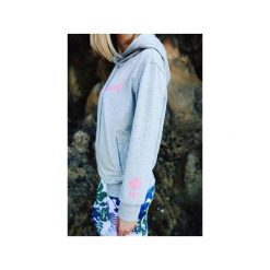 Bluzy rozpinane damskie: DRESOWA BLUZA OVERSIZE SZARY MELANŻ