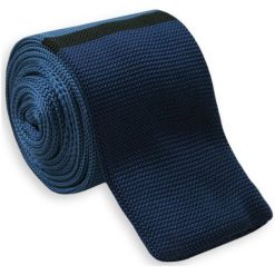 Dziergany krawat typu knit - Chattier KRCH0791. Niebieskie krawaty męskie Chattier, w paski, z jeansu, sportowe. Za 44,00 zł.