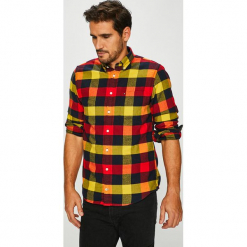 Tommy Hilfiger - Koszula. Brązowe koszule męskie na spinki TOMMY HILFIGER, l, w kratkę, z bawełny, button down, z długim rękawem. Za 399,90 zł.