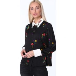Koszula z ozdobnym kołnierzykiem czarna MP25987. Czarne koszule damskie marki Fasardi, m. Za 49,00 zł.