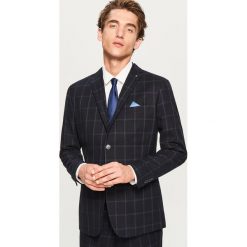Marynarka garniturowa w kratę - Granatowy. Niebieskie marynarki męskie slim fit Reserved. Za 329,99 zł.