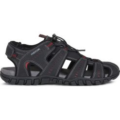 Geox Sand.Mito Sandały Czarny. Czarne sandały męskie Geox, z materiału, z paskami. Za 324,95 zł.