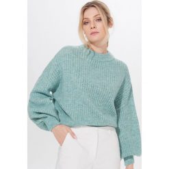 Sweter z baloniastymi rękawami - Turkusowy. Niebieskie swetry damskie Mohito, s, bez wzorów, bez rękawów, bez kaptura. W wyprzedaży za 99,99 zł.
