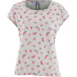 Shirt "boxy" bonprix jasnoszary melanż - arbuzy. Szare bluzki damskie bonprix, bez wzorów, bez kołnierzyka, bez rękawów. Za 37,99 zł.