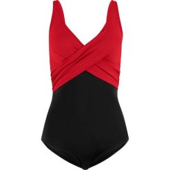Kostium kąpielowy, zrównoważony produkt bonprix czarno-czerwony. Czerwone stroje kąpielowe damskie bonprix, bez wzorów. Za 109,99 zł.