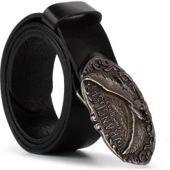 Pasek Męski WRANGLER - Eagle Buckle W0178U101 Black. Czarne paski męskie Wrangler, w paski, ze skóry. W wyprzedaży za 159,00 zł.