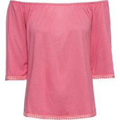 Shirt z dekoltem "carmen" bonprix pastelowy różowy. Różowe koszulki damskie bonprix, bez wzorów, z materiału, bez kołnierzyka, bez rękawów. Za 44,99 zł.