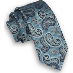 Miętowy Elegancki Krawat Męski -ALTIES- 6 cm, Niebiesko-Granatowy Wzór Paisley KRALTS0307. Niebieskie krawaty męskie Alties, bez wzorów, z tkaniny, eleganckie. Za 40,00 zł.