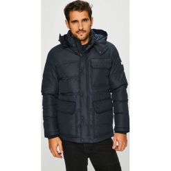 Tommy Hilfiger - Kurtka. Czarne kurtki męskie bomber TOMMY HILFIGER, l, z materiału, z kapturem. Za 1399,00 zł.