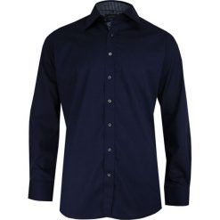 Granatowa Elegancka Koszula Męska z Długim Rękawem, 100% Bawełna -CHIAO- Taliowana KSDWCHIAOM3A032C. Niebieskie koszule męskie Chiao, m, bez wzorów, z bawełny, eleganckie, bez kołnierzyka, z długim rękawem. W wyprzedaży za 49,00 zł.