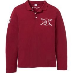 Shirt polo z nadrukiem bonprix ciemnoczerwony z nadrukiem. Czerwone koszulki męskie bonprix, s, z nadrukiem, bez rękawów. Za 44,99 zł.