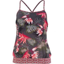 Top plażowy tankini bonprix czerwono-zielony. Czerwone stroje kąpielowe damskie bonprix, z nadrukiem. Za 79,99 zł.