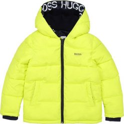 Boss - Kurtka dziecięca 164-176 cm. Żółte kurtki chłopięce Boss, bez wzorów, z poliesteru, długie, z kapturem. Za 729,90 zł.