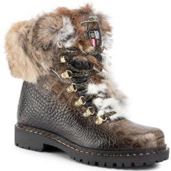 Trapery NEW ITALIA SHOES - 2015425A/1 Taupe. Żółte trapery damskie New Italia Shoes, ze skóry, bez obcasa, bez zapięcia. W wyprzedaży za 879,00 zł.