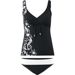 Tankini (2 części) bonprix czarno-szary. Szare stroje kąpielowe damskie bonprix, z nadrukiem. Za 89,99 zł.