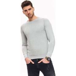 Sweter męski strukturalny. Szare swetry męskie Top Secret, xxl, bez wzorów, z dzianiny, z okrągłym kołnierzem, bez kaptura. W wyprzedaży za 49,99 zł.