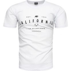 Koszulka męska t-shirt z nadrukiem biały Recea. Białe koszulki męskie Recea, xl, z nadrukiem, z bawełny, klasyczne, z klasycznym kołnierzykiem, bez rękawów. Za 19,99 zł.