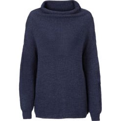 Swetry oversize damskie: Sweter dzianinowy oversize z golfem bonprix ciemnoniebiesko-czarny melanż