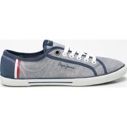 Pepe Jeans - Tenisówki. Niebieskie trampki męskie Pepe Jeans, bez wzorów, z jeansu, na sznurówki. W wyprzedaży za 169,90 zł.