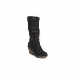 Kozaki Xti WEDGE BOOT. Czarne kozaki damskie Xti, bez obcasa, bez zapięcia. Za 272,30 zł.