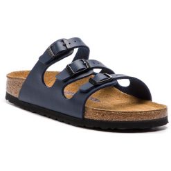 Klapki BIRKENSTOCK - Florida Bs 0554713 Blue. Niebieskie klapki damskie Birkenstock, bez wzorów, ze skóry ekologicznej, bez obcasa. Za 289,00 zł.