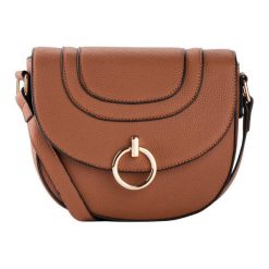 Torebka listonoszka bonprix koniakowo-ciemnoniebieski. Pomarańczowe listonoszki damskie bonprix, w paski, na ramię, bez dodatków. Za 84,99 zł.