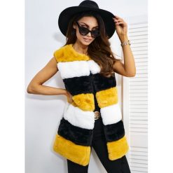 Kamizelka Pasy Furs Premium Kolor Musztarda S/M. Kamizelki damskie LIGARI, s, w paski, z bawełny, bez kaptura. Za 179,00 zł.