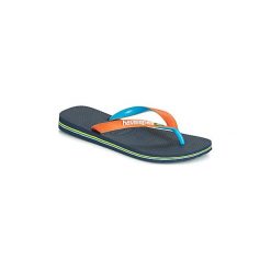 Japonki Havaianas BRASIL MIX. Niebieskie klapki damskie Havaianas, bez wzorów, bez obcasa. Za 109,00 zł.