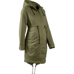Parka ciążowa z miękką podszewką z polaru bonprix oliwkowy. Zielone kurtki damskie bonprix, bez wzorów, z polaru, moda ciążowa. Za 269,99 zł.