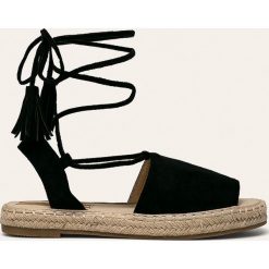 Answear - Espadryle Bestelle. Czarne espadryle damskie ANSWEAR, bez wzorów, z gumy, bez obcasa, na obcasie. W wyprzedaży za 99,90 zł.