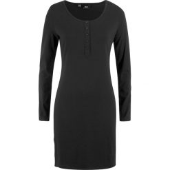 Sukienka shirtowa z plisą guzikową bonprix czarny. Czarne sukienki z falbanami marki bonprix, plisowane. Za 44,99 zł.