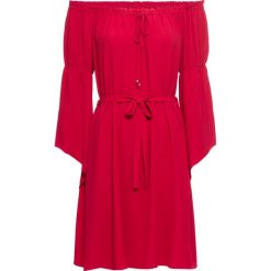 Sukienka z dekoltem "carmen": must have bonprix różowy. Różowe sukienki damskie bonprix, bez wzorów, bez kołnierzyka, bez rękawów, rozkloszowane. Za 59,99 zł.