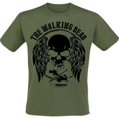 The Walking Dead Skull, Wings And Weapons T-Shirt oliwkowy. Zielone koszulki męskie The Walking Dead, l, bez wzorów, bez kołnierzyka. Za 74,90 zł.