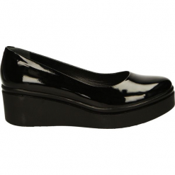 Czółenka - 88252 NERO211. Czarne buty ślubne damskie Venezia, ze skóry, na koturnie. Za 219,00 zł.