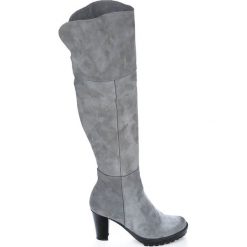 Kozaki za kolano - skóra naturalna - model 185 - kolor grafitowy. Szare kozaki damskie Zapato, na randkę, na zimę, z dzianiny, klasyczne, przed kolano, na wysokim obcasie, na obcasie, bez zapięcia. W wyprzedaży za 367,50 zł.