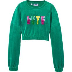 Miękki shirt z długim rękawem bonprix zielony miętowy. Zielone bluzki dziewczęce bonprix, z napisami, bez kołnierzyka, z długim rękawem, długie, bez kaptura. Za 64,99 zł.