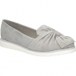 Szare półbuty slip on z kokardą Casu 68-83. Szare półbuty damskie Casu. Za 49,99 zł.